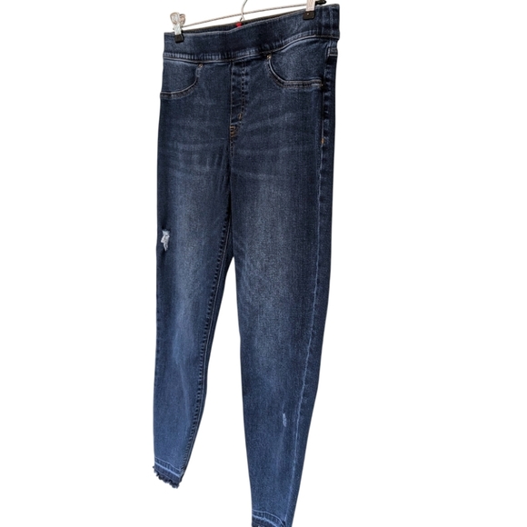Spanx Jeans Distressed Elastic Waist Womens M Ankle Skinny Stretch High Rise - Picture 4 of 13